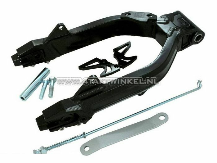 Swingarm Dax aluminum, Kepspeed, type 2, length: + 6cm, with paddock supports, black