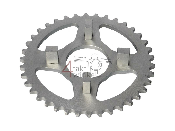 Rear sprocket 38, fits SS50, CB50, CY50, Dax, zilver