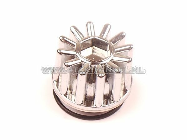 Cylinder head cover, valve cap, chrome cooling fins, fits SS50, C50, Dax