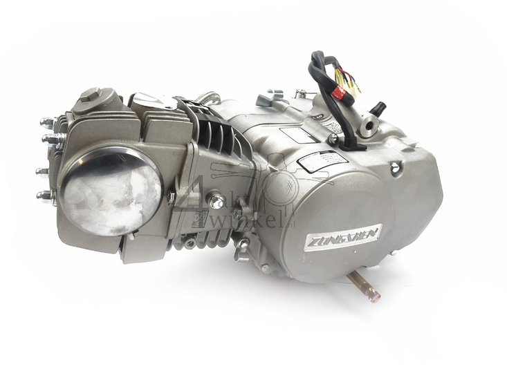 Engine, 125cc, manual clutch, Zongshen, 4-speed, silver