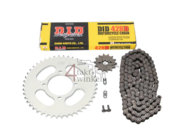 Sprockets and chain set, Hanway RAW50, Skyteam Classic, AGM Caferacer, 428, 14-46