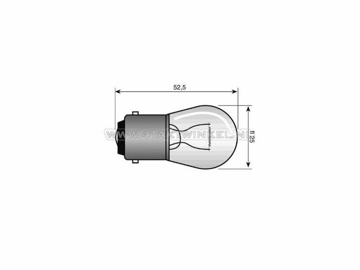 Bulb BA15-S, single, 12 volt, 15 watt medium-sized bulb