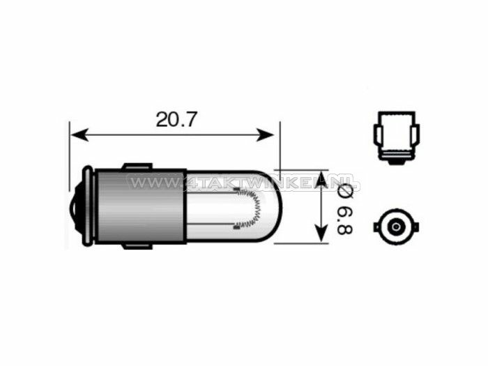 Bulb BA7s, single, 6 volt, 1.2 watt