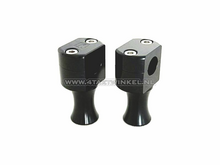 Handlebar clamps / risers, universal, round base, 75mm, black