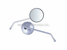 Mirror set, universal, m10 thread, round, chrome