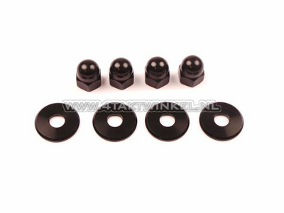 Nut cap set, m10 x 1.25 + rings, aluminum black