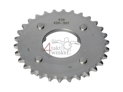 Rear sprocket 30, fits SS50, CB50, CY50, Dax, silver