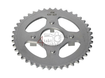 Rear sprocket 42, fits SS50, CB50, CY50, Dax, silver