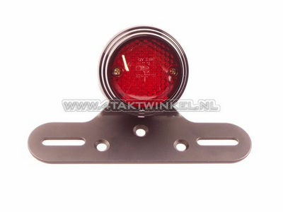 Taillight single 70mm round, LED, red glass, E-mark