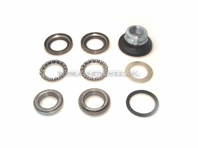 Steering bearing set, ball rings & adjusting nut, fits SS50, CD50, Dax, CB50