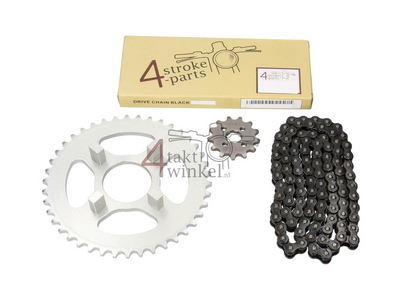 Sprockets and chain set standard +1, 4sp, fits SS50, silver